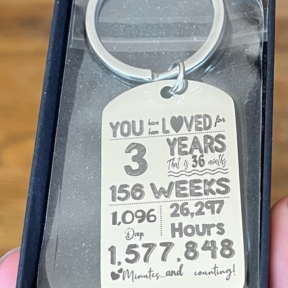 Silver 3 Year Anniversary Keychain